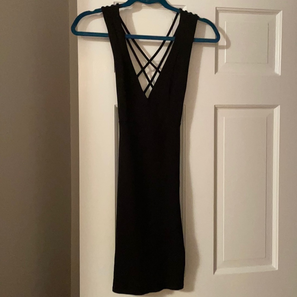 Strappy Back Black Mini Dress